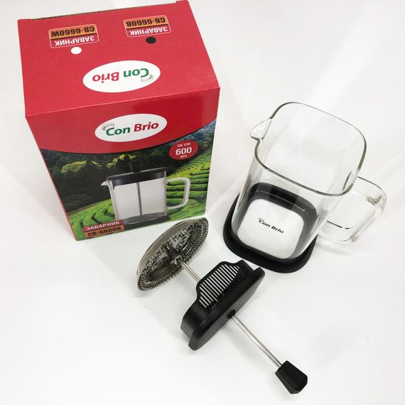 Френч-прес Con Brio 600 мл CB-6660B, Френч-прес для міцної кави, Багаторазовий френч-прес | Зображення 9