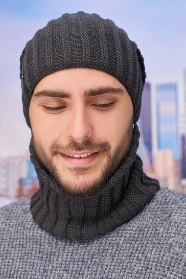 Мужской комплект «Флориан» (шапка-колпак и баф) графит