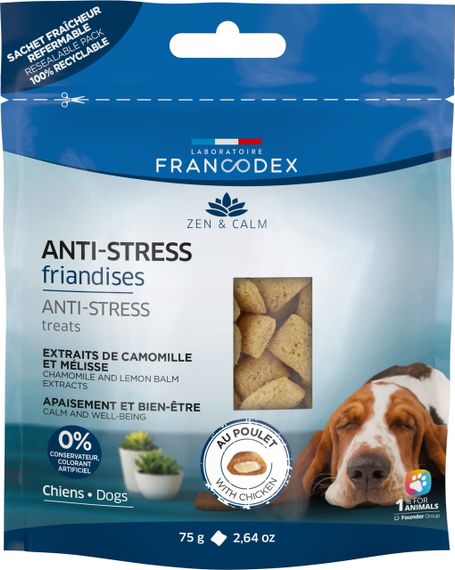 Ласощі для собак із заспокійливою дією Laboratoire Francodex Anti-Stress Treats, 75 гр