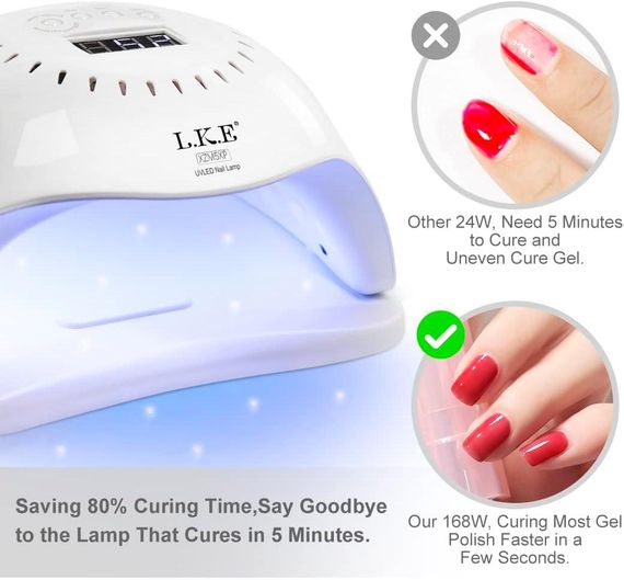 Світлодіодна УФ-лампа для нігтів 168 Вт, швидковисихна лампа для сушіння нігтів, УФ-лампа для гелевих нігтів | Зображення 2