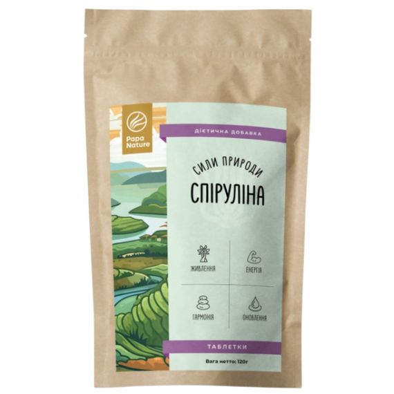 Спирулина PapaNature Спирулина (Arthrospira platensis) 480 таблеток (120 г)