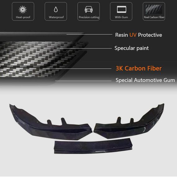 Накладка на передній бампер Lip V1 (для G22/G23 M-Sport, Карбон) для BMW 4 серія G22/23/26 2020- рр | Зображення 4
