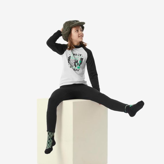 Термофутболка дитяча BL 500 для лижного спорту чорна/біла з принтом - 12 р 143-150 см | Зображення 9