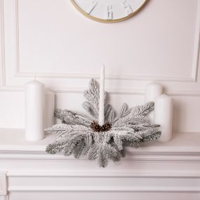 Штучний підсвічник вінок Новорічний з декором засніженим на 1 свічку SOK-O-4