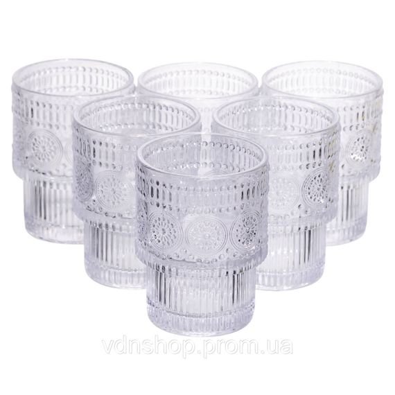 Набір скляних склянок 6 (шт) 200 (мл) для лимонадів, соку, води, коктейлів склянки з товстого скла HP-19-178-3