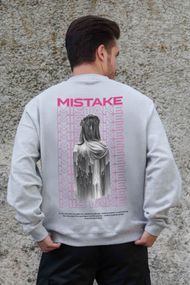 Утеплений оверсайз світшот на флісі з принтом Without Mistake Gray