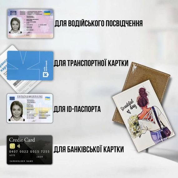 Обложка для ID-паспорта / прав / пластиковых карт Girl | Зображення 2