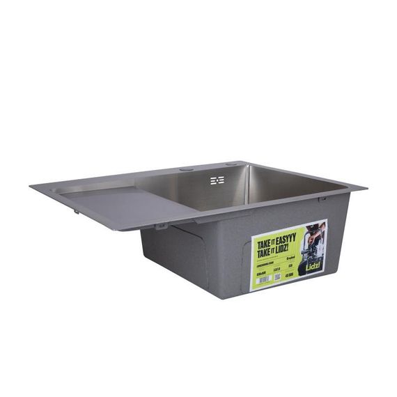 Мийка для кухні інтегрована Lidz Handmade H6350L крило ліворуч (LDH6350BRUL45588) Brushed Steel 3,0/1,0 мм | Зображення 2