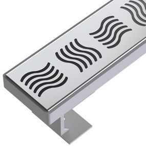 Душовий канал з горизонтальним фланцем Maxiflow Standart Line 60 см решітка "Хвиля" 4022.TY050K.060.1