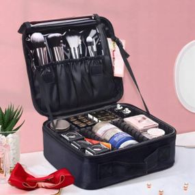 Косметичка дорожня з перегородками 26х9х22 см Чорна