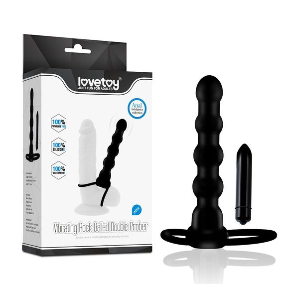 Насадка для подвійного проникнення - Anal Indulgence Collection Vibrating Rock Balled Double Prober Sex Aura