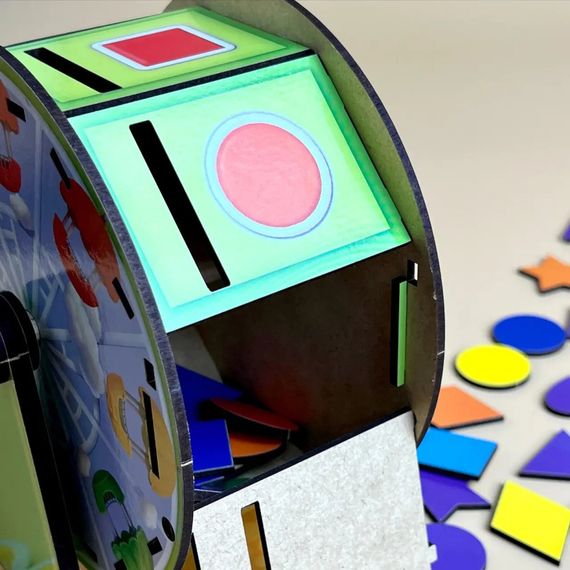 Деревянный сортер "Барабан" Ubumblebees (ПСФ135) PSF135 геометрические фигуры | Зображення 7