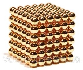 Головоломка Неокуб золотий NeoCube у боксі 216 кульок металевий 5 мм