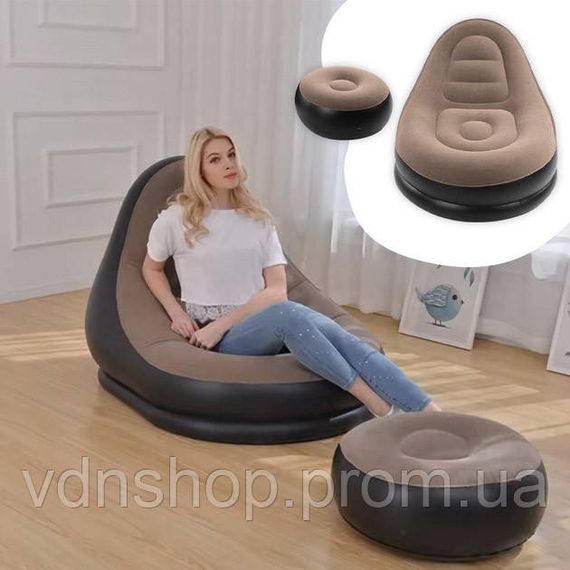 Надувне крісло з пуфом для відпочинку AIR SOFA велюрове FG-48 | Зображення 5