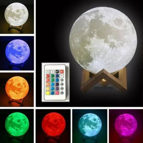 Світильник "Місяць" 3D білий Moon Light Lamp 17 см, кольоровий дитячий світильник у вигляді місяця | Зображення 8