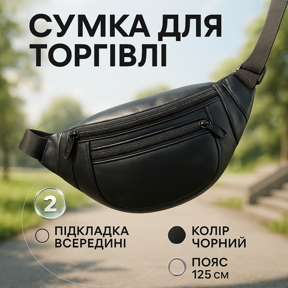 Поясна сумка на дві кишені, Сумка бананка поясна нагрудна, Чоловіча бананка надійна SO-26