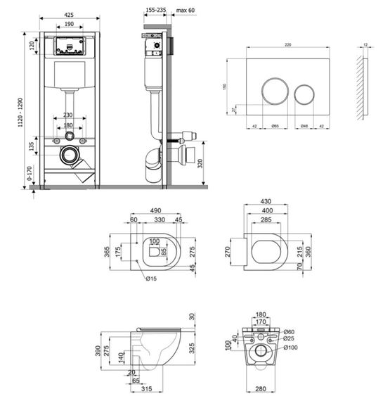 Набір Qtap Nest 4 в 1 підвісний унітаз Robin Ultra Quiet 490x365x325 + комплект інсталяції QT1333046EUQW45146 | Зображення 1