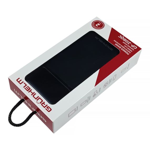 Power Bank - Портативна батарея 20.000 mAh. чорний - GP-20BQC. швидка зарядка 22.5W GRUNHELM | Зображення 5