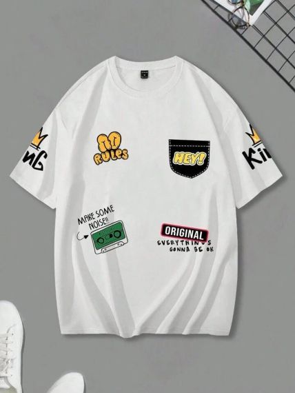 Футболка мужская с принтом повседневная XL Белая