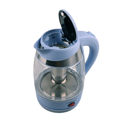 Електрочайник 1,8л 1850-2200W скло з заварником блакитний MR-065-BLUE Maestro | Зображення 2