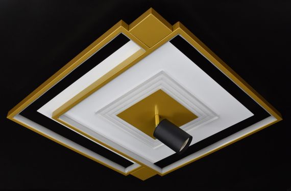 Люстра світлодіодна стельова LED світильник для квартири на стелю лед з пультом 26852 Золото 15х50х50 см.