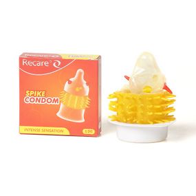 Насадка на член Recare Spike Condom Pink (презерватив з кульками та рядами шипів), Оранжевий