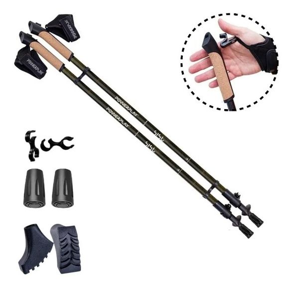 Палиці для скандинавської ходьби PowerPlay 9108 Sisu Black/Gold 80-135 см (пара) + 2-ві пари чобітків + чохол (PP_9108_Sisu) | Зображення 9