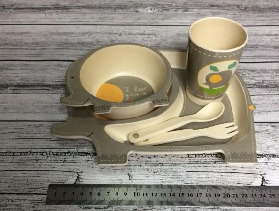 Набір дитячого посуду Слон з бамбукового волокна Eco Bamboo fibre kids set з 5 предметів | Зображення 1