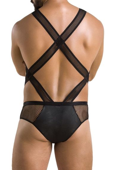 Чоловіче еротичне сітчасте боді Passion 045 VICTOR XXL/XXXL Black, екошкіра, сітка Sex Aura | Зображення 1