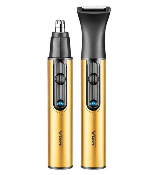 Аккумуляторный триммер 2 в 1 VGR V-626 GOLD для носа ушей роторный водонепроницаемый 2 насадки Золотистый | Зображення 1