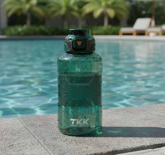Спортивна пляшка TKK 1500 мл (1.5 л) — Зелена Tritan BPA-free, ударостійка еко-пляшка з антиковзкою вставкою | Зображення 8