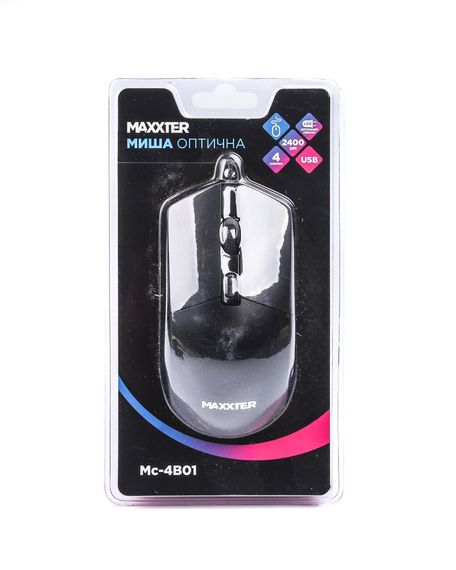 Миша дротова Mc-4B01, оптична, 4 кнопки, 2400 DPI, USB, чорна | Зображення 3