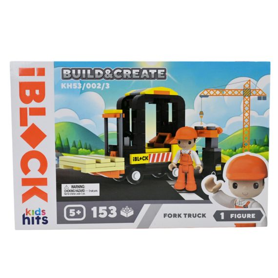Конструктор "Погрузчик" KH53/002/3 Junior Kids hits Build & create IBLOCK, 153 детали, в коробке (6904813683372)