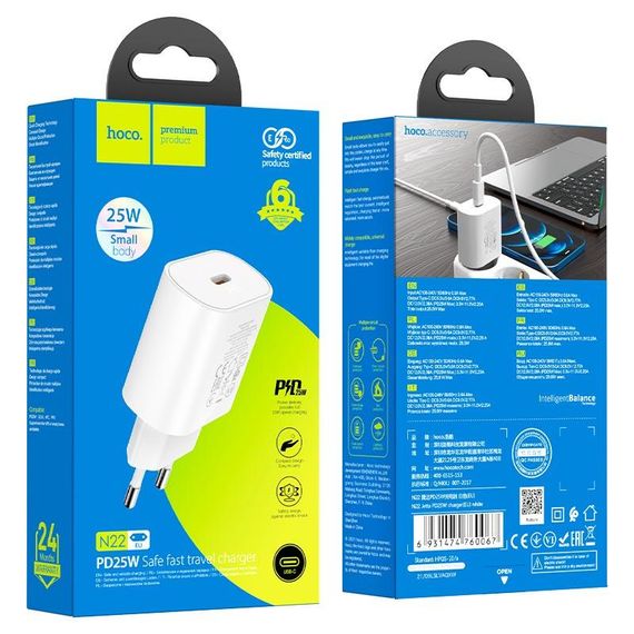 СЗУ HOCO N22.1xUSB-C, PD25W, White | Зображення 5