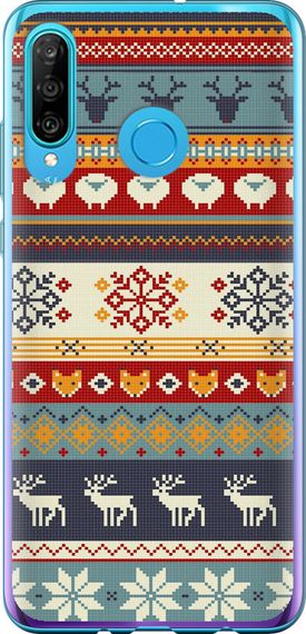 Чехол на Huawei P30 Lite Рождественский орнамент "3303u-1651-17620"