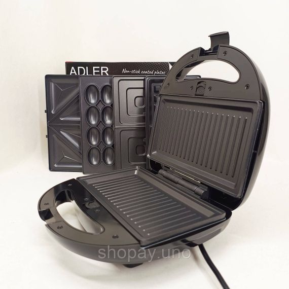 Сендвічниця вафельниця гриль ліщина 5в1 Adler AD 3040 1200Вт | Зображення 3
