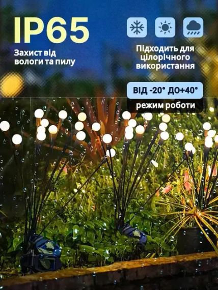 Садовий світлодіодний світильник на сонячній батареї - Світлячок (2шт набір) | Зображення 5