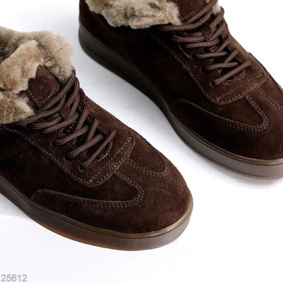 Шикарні зимові Шоколадні кросівки натуральна замша опушка цигейка | Зображення 5