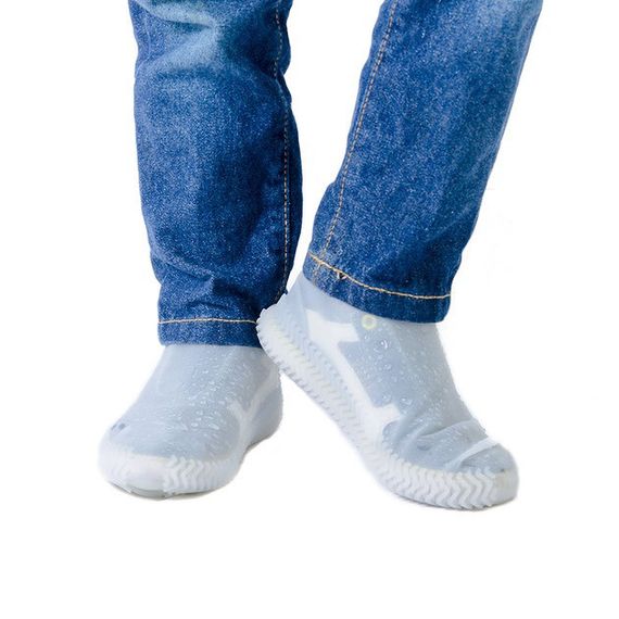 Багаторазові бахіли-чохли L (41-45 розмір) для взуття силіконові від води та бруду. Колір: білий | Зображення 7
