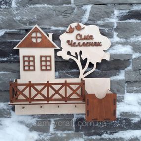 Настенная ключница из дерева Деревянный органайзер для ключей Держатель для хранения Персонализация