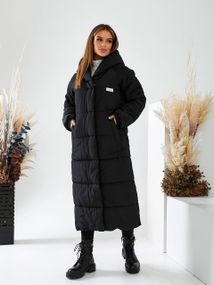 Подовжена зимова куртка-пуховик арт.А-520, чорний