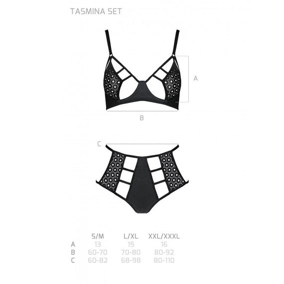Комплект з екошкіри: бюстгальтер та трусики з перфорацією Tamaris Set black L/XL — Passion, S/M | Зображення 4