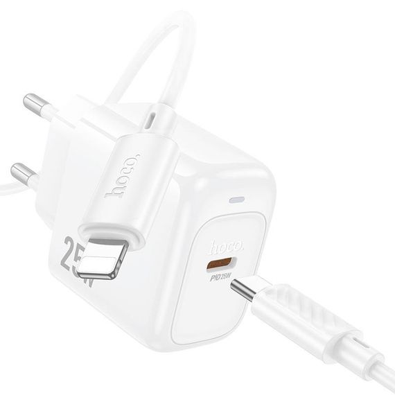 Набір СЗУ HOCO CS53A+кабель Туре-С/Lighting, 1xUSB-C, PD25W, White | Зображення 4