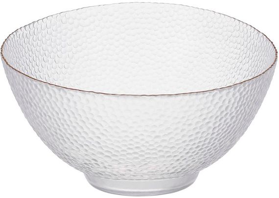 Салатник скляний "Bauble" Ø22х13см прозорий із золотою облямівкою