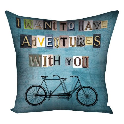 Подушка габардинова з принтом I want to have adventures with you 40x40 см (4P_LP241)