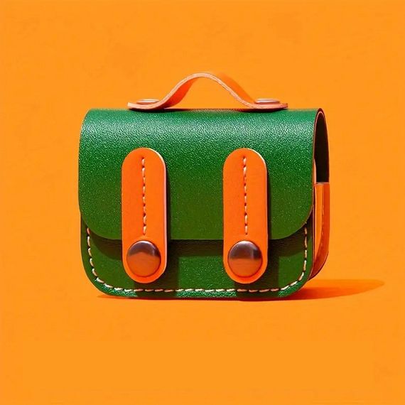 Кожаный футляр Briefcase для наушников AirPods Pro 2 / Pro Green / Orange | Зображення 1