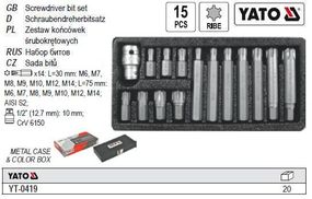 Набір насадка викрутки насадка викруткова перехідник 1/2" М6-М14 15шт RIBE YATO-0419