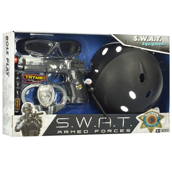 Игровой набор полицейского 33650-33770 каска, очки, наручники, граната Пистолет