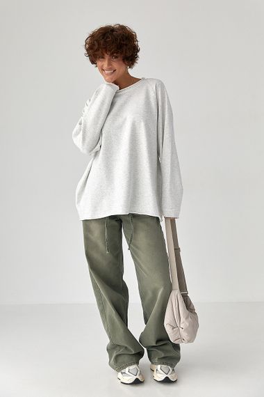 Лонгслів вільного крою з рукавами-реглан - світло-сірий цвет, ONE SIZE (є розміри) | Зображення 2