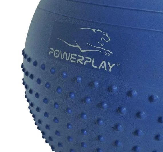 М'яч для фітнесу (фітбол) напівмасажний PowerPlay 4003 Ø65 cm Gymball Синій + помпа (PP_4003_65_Blue) | Зображення 5